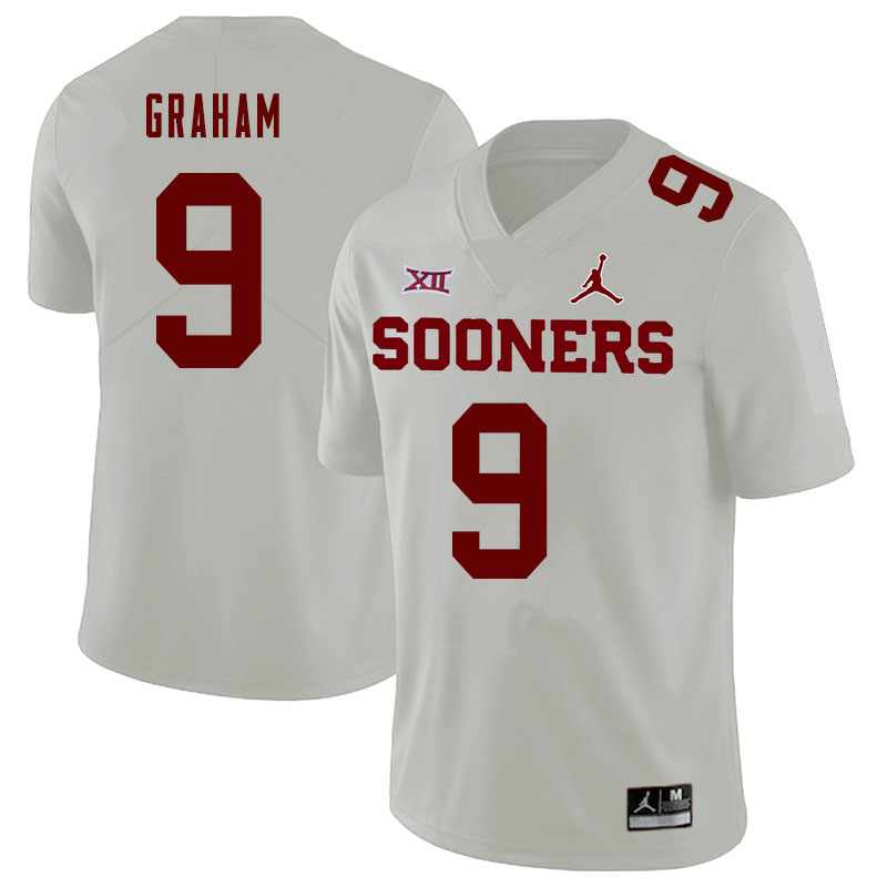 Jordan Brand Men #9 D.J. Graham Oklahoma Sooners College Football Jerseys Sale-White - Click Image to Close